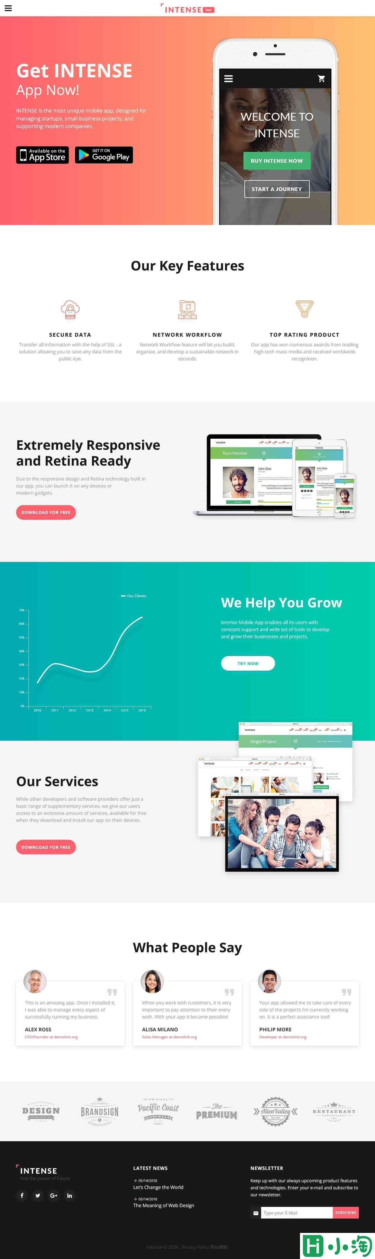 高效项目管理神器APP网页模板-PC预览